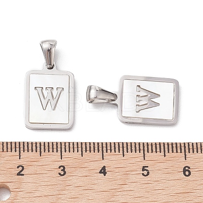304 Stainless Steel Pave Shell Pendants STAS-G327-01P-W-1