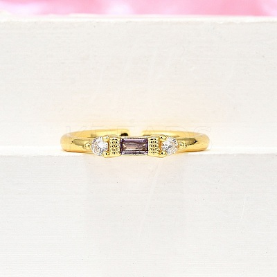 Brass Micro Pave Cubic Zirconia Cuff Rings for Women RJEW-H247-22G-1