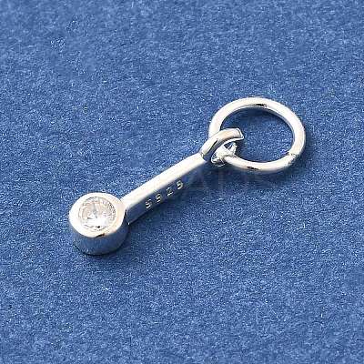 925 Streling Silver Pave Clear Cubic Zirconia Flat Round Charms STER-I022-03S-1