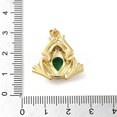 Rack Plating Brass Micro Pave Green Cubic Zirconia Pendants KK-C047-01B-G-1