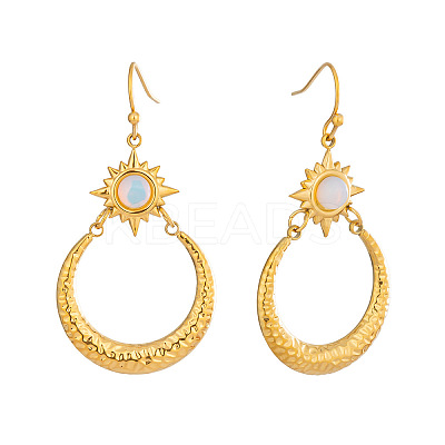 304 Stainless Steel Opalite Dangle Earrings for Women QI1962-1