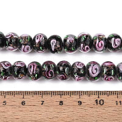 Handmade Lampwork Inner Flower Rondelle Beads Strands LAMP-T022-24M-1