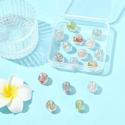 16Pcs 7 Colors Handmade Foil Lampwork Beads FOIL-FS0001-03-1