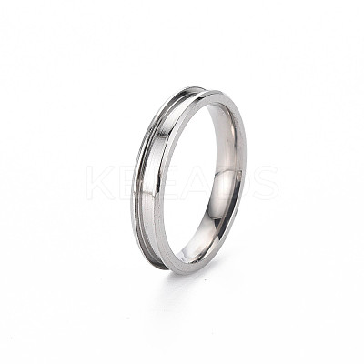 304 Stainless Steel Grooved Finger Ring Settings STAS-WH0039-01C-P-1