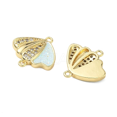 Brass Micro Pave Clear Cubic Zirconia Shell Shape Links KK-L256-32G-1