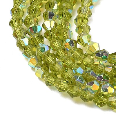 Electroplate Transparent Glass Beads Strands EGLA-K015-18R-1