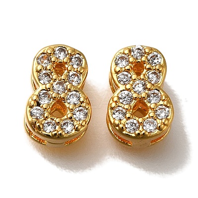 Rack Plating Number Brass Micro Pave Clear Cubic Zirconia Silde Charms KK-A231-13I-1