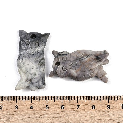 Natural Picasso Jasper Owl Carved Pendants G-C157-01B-1