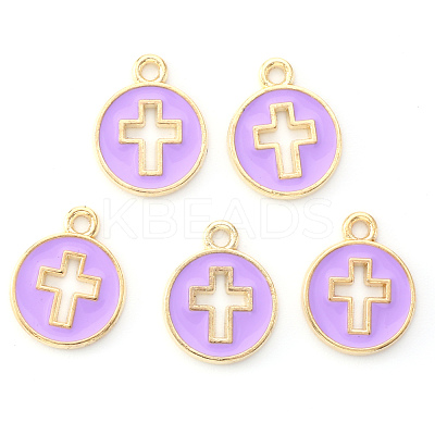 Light Gold Plated Alloy Enamel Pendants ENAM-R136-18C-1
