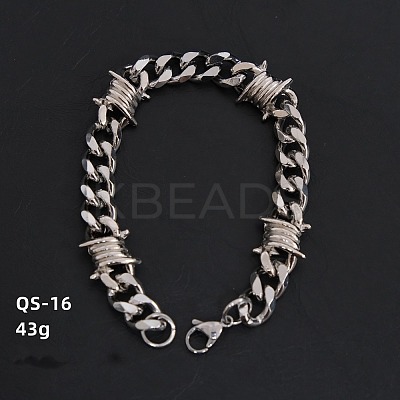 Hip-hop 304 Stainless Steel Cuban Link Chains Bracelets for Men Women FS-WGE9529-01-1
