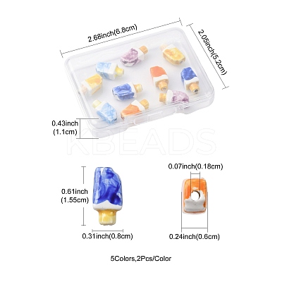 10Pcs 5 Colors Handmade Porcelain Beads PORC-FS0001-38-1