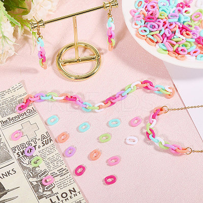 560Pcs 7 Colors Opaque Acrylic Linking Rings MACR-CA0001-41-1