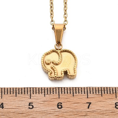 304 Stainless Steel Elephant Pendant Necklaces NJEW-S439-07G-1