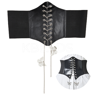 1Pc PU Leather Wide Elastic Corset Belts AJEW-WR0002-01A-1