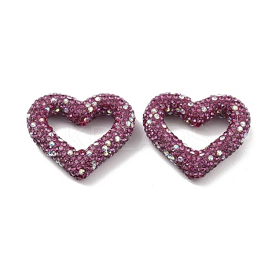 Heart Shape Polymer Clay Rhinestone Beads CLAY-NH0001-09B-09-1