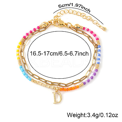 304 Stainless Steel Letter Charm Double-layered Bracelets VG5038-4-1