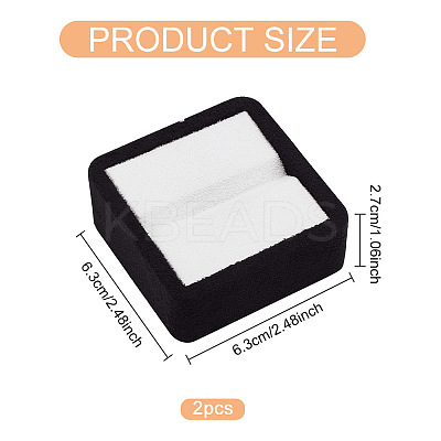 Square Velvet with Fibre Cloth Loose Diamond Jewelry Display Case ODIS-WH0038-23B-1