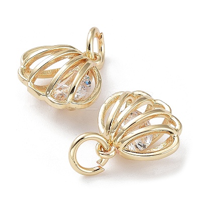 Rack Plating Brass Clear Cubic Zirconia Pendants KK-B078-06G14-1
