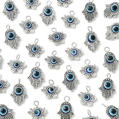 10Pcs Evil Eye Alloy Resin Pendants PALLOY-FS00058-02-1