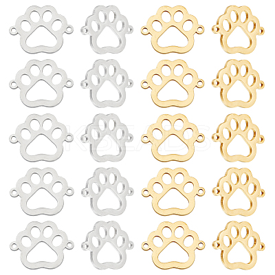 20Pcs 2 Colors 304 Stainless Steel Hollow Connector Charms STAS-HY0001-58-1