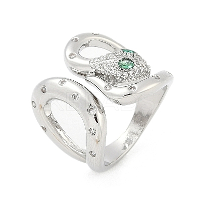 Brass Micro Pave Clear Cubic Zirconia Cuff Rings for Women Men RJEW-Z080-03P-1