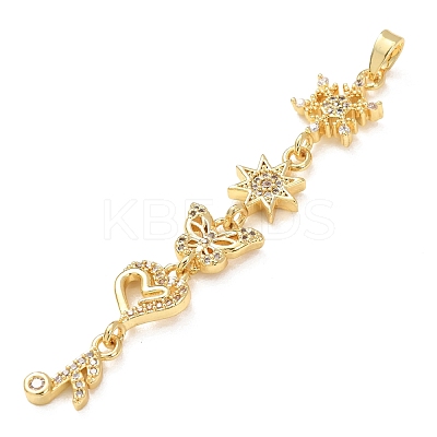Tassel Brass Micro Pave Clear Cubic Zirconia Big Pendants KK-L271-01G-04-1