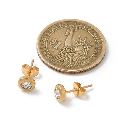 Ion Plating(IP) 304 Stainless Steel Flat Round Stud Earrings EJEW-C099-16A-1