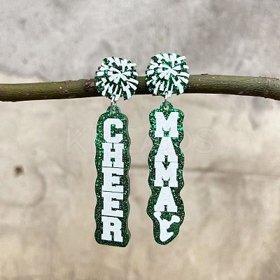 Mother's Day Printed Acrylic Dangle Stud Earrings WG5B122-04-1