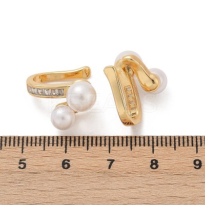 Round Brass Micro Pave Clear Cubic Zirconia Cuff Earrings EJEW-Z111-04G-03-1