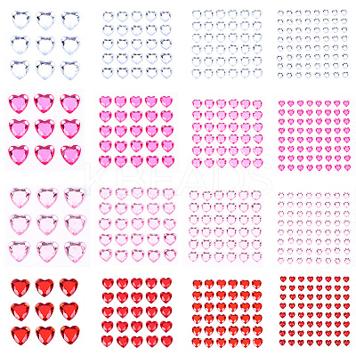 16Pcs 16 Styles Face Heart Acrylic Rhinestone Stickers AJEW-SP0001-94-1