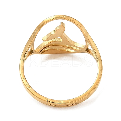 Ion Plating(IP) 304 Stainless Steel Whale Tail Adjustable Ring for Women RJEW-M149-01G-1
