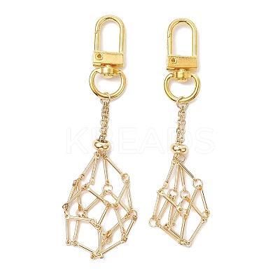 2Pcs 2 Styles Brass Bar Link Chains Pouch Stone Pendant Decorations HJEW-JM02034-01-1