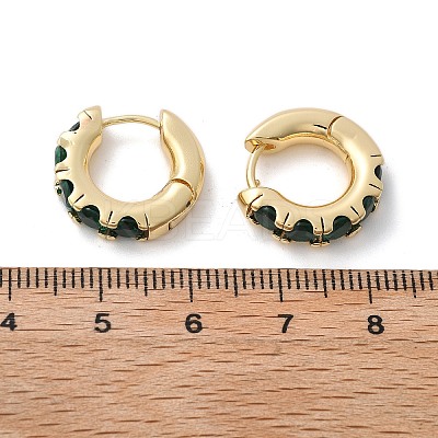 Green Cubic Zirconia Hoop Earrings EJEW-C022-08G-1