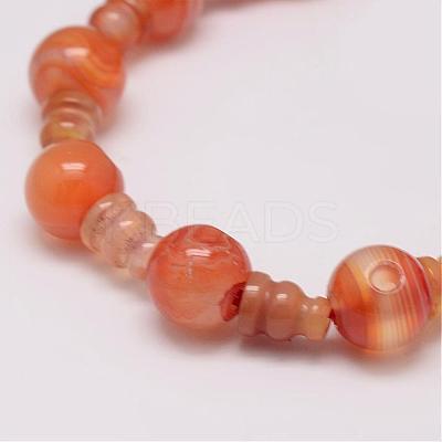 Natural Carnelian 3-Hole Guru Bead Strands G-K149-32C-1