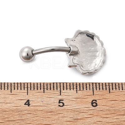 Alloy Enamel Shell Shaped Curved Barbell Belly Rings LS-AJEW-R007-02P-1