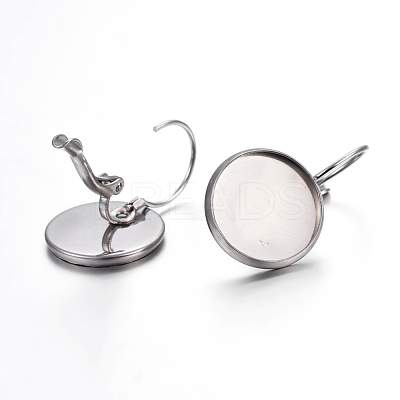 Tarnish Resistant 304 Stainless Steel Leverback Earring Settings STAS-F191-03P-14mm-1