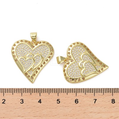 Brass Micro Pave Clear Cubic Zirconia Pendants KK-H466-08G-01-1