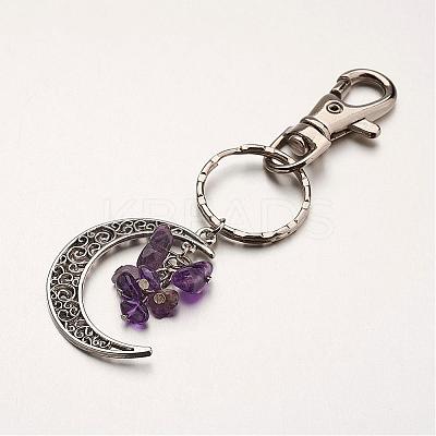 Natural Amethyst Pendant Keychain KEYC-JKC00099-05-1