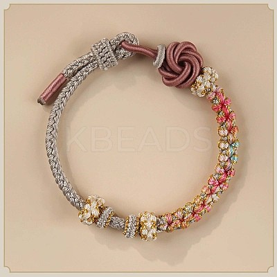 Hand-knitted Polyester and Wax Cope Braided Bracelets for Men Women FS-WG9D472-02-1