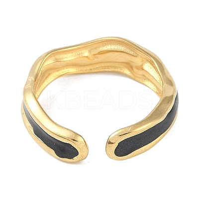 Ion Plating(IP) 304 Stainless Steel Enamel Cuff Finger Rings RJEW-L107-052G-02-1