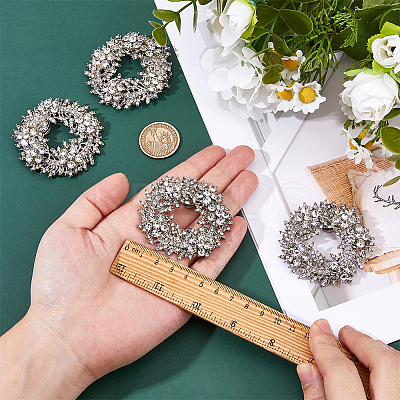 2 Pairs Alloy Rhinestone Shoe Buckle Clips FIND-FG0004-05-1