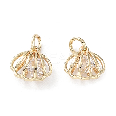 Rack Plating Brass Clear Cubic Zirconia Pendants KK-B078-06G14-1