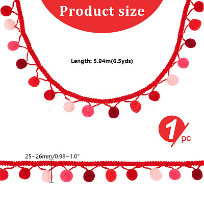 6.5 Yards Gradient Color Polyester Pom Pom Ball Tassel Ribbons DIY-GA0006-95D-1
