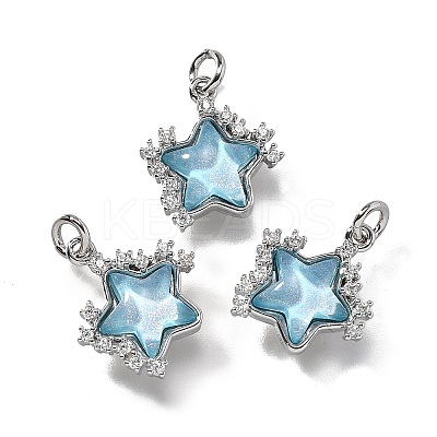 Brass Micro Pave Cubic Zirconia Charms KK-Q043-04P-02-1