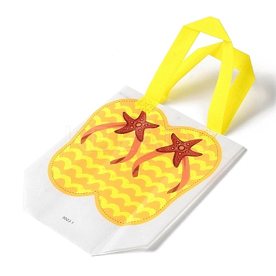 Summer Beach Theme Printed Flip Flops Non-Woven Reusable Folding Gift Bags with Handle ABAG-F009-E01-1