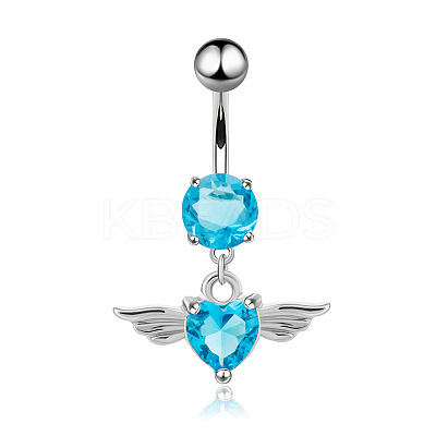 Piercing Jewelry Stainless Steel Micro Pave Cubic Zirconia Split Navel Ring Belly Rings WG4019F-02-1