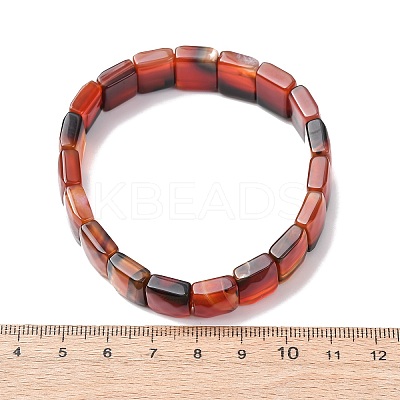 Dyed & Heated Natural Banded Agate Faceted Beaded Stretch Bracelets for Women BJEW-K251-08F-1