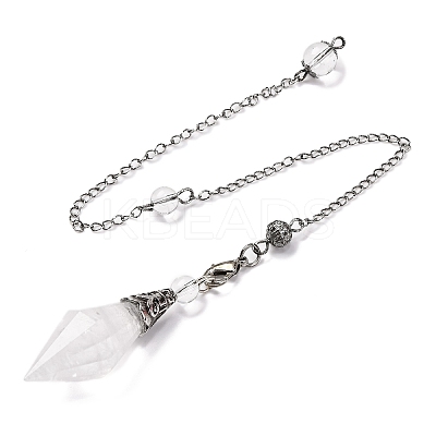 Natural Quartz Crystal Rhombus Faceted Poined Dowsing Pendulums G-Q184-05G-AS-1