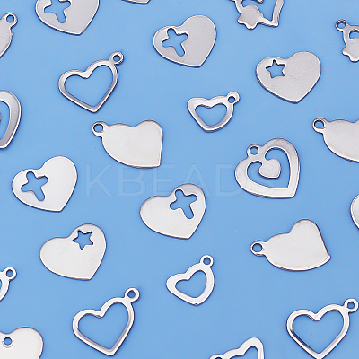 128Pcs 8 Style 201 Stainless Steel Charms STAS-UN0029-48-1