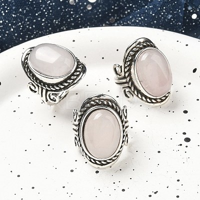 Natural Rose Quartz Adjustable Rings RJEW-I108-01AS-13-1